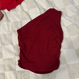 One-Shoulder Red Top